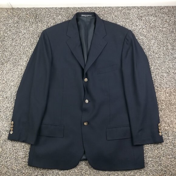 Polo Ralph Lauren Corneliani Sport Coat 100% Cashmere 3 Btn Navy Blue 40R Italy